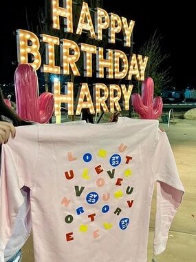 Harry Styles Love On Tour 2023 Pink Alphabet Soup Crewneck